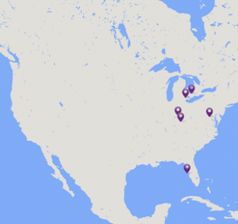 Map of Catalent locations in the United States and Canada